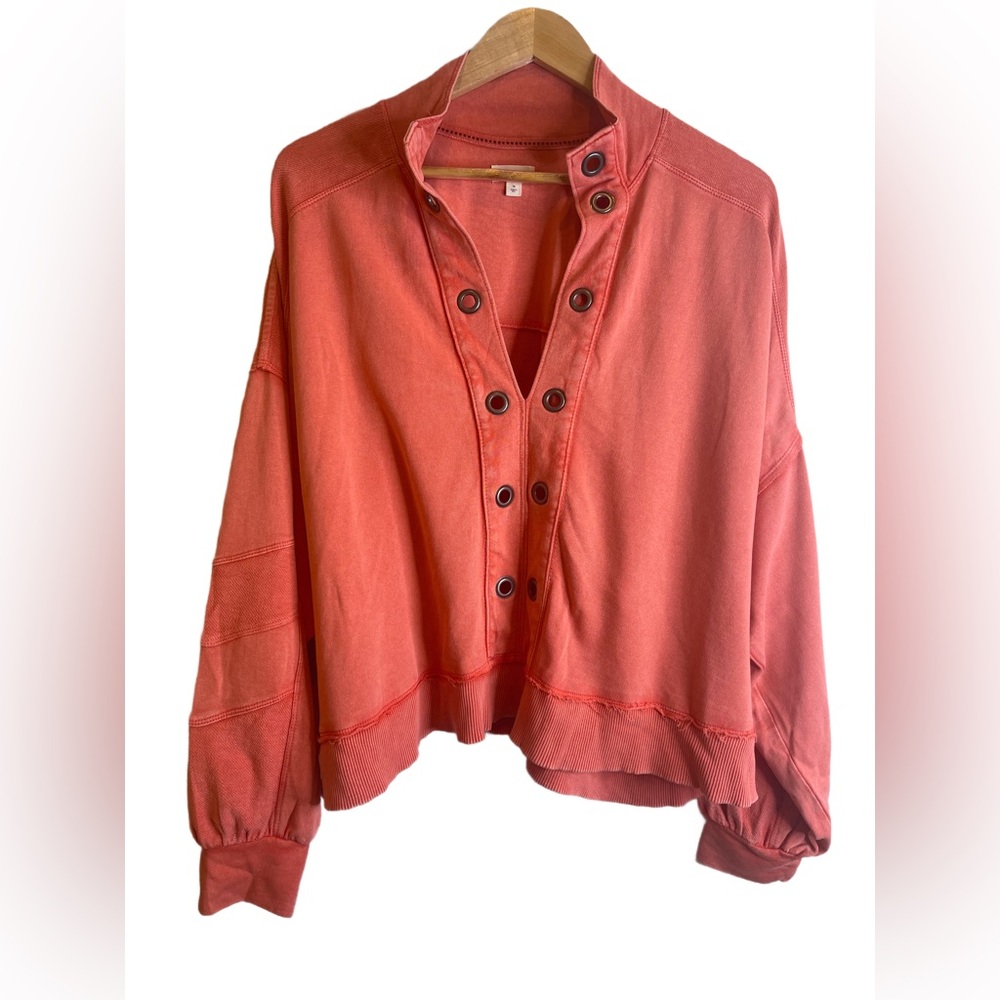 NWOT Pilcro Anthropologie Coral Grommet Pullover Sweatshirt